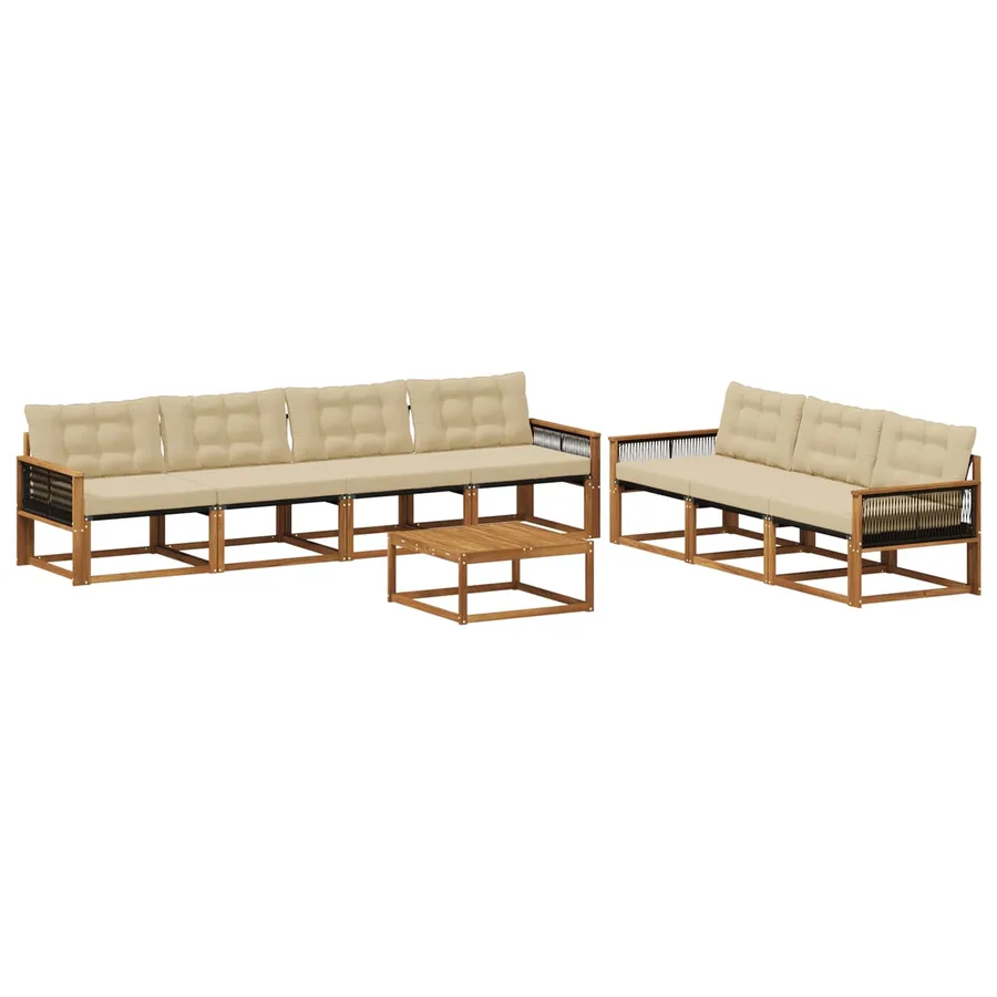 Ensemble de canapés d'extérieur 8 pcs Naturel et Beige - 2