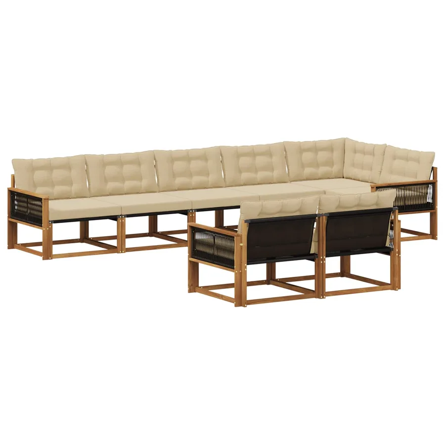 Ensemble de canapés d'extérieur 8 pcs Naturel et Beige - 2