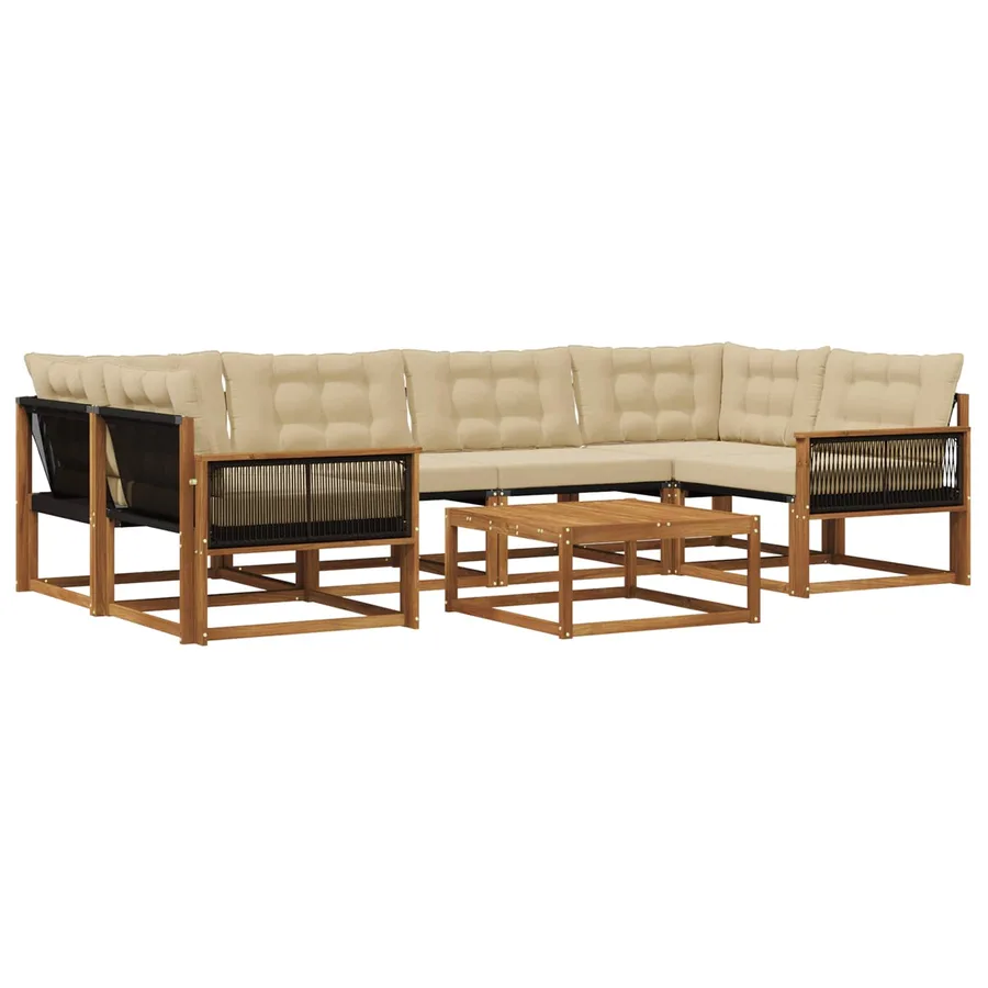 Ensemble de canapés d'extérieur 7 pcs Naturel et Beige - 2