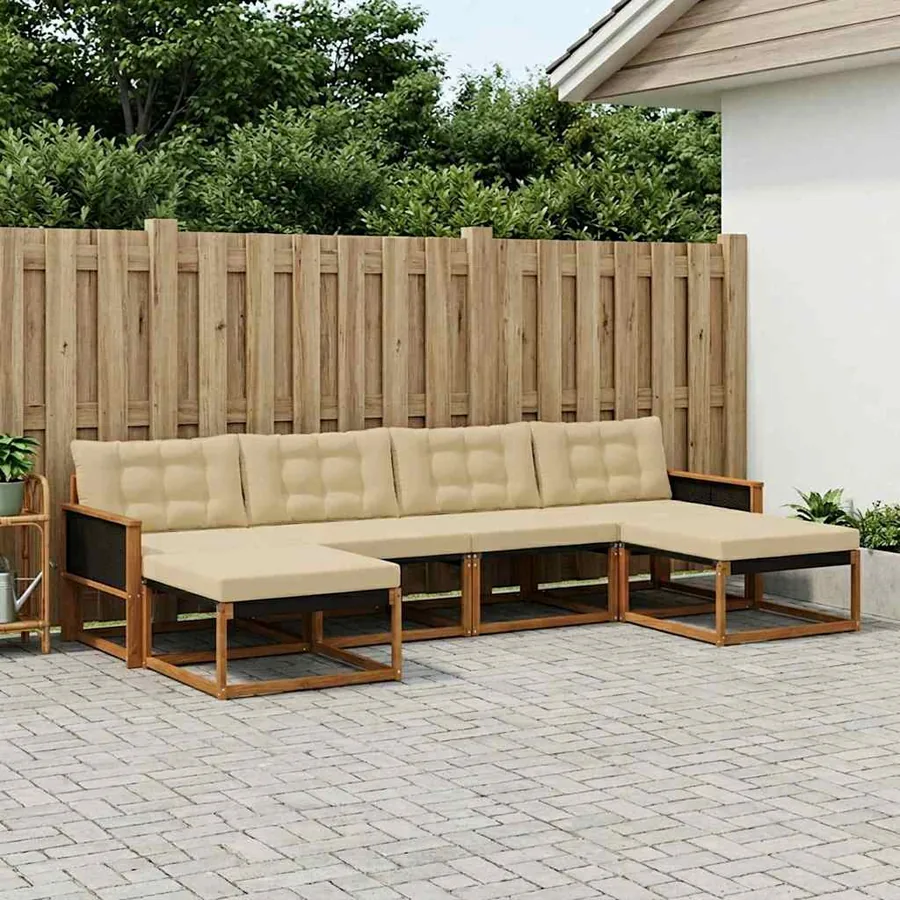Ensemble de canapés d'extérieur 6 pcs Naturel et Beige