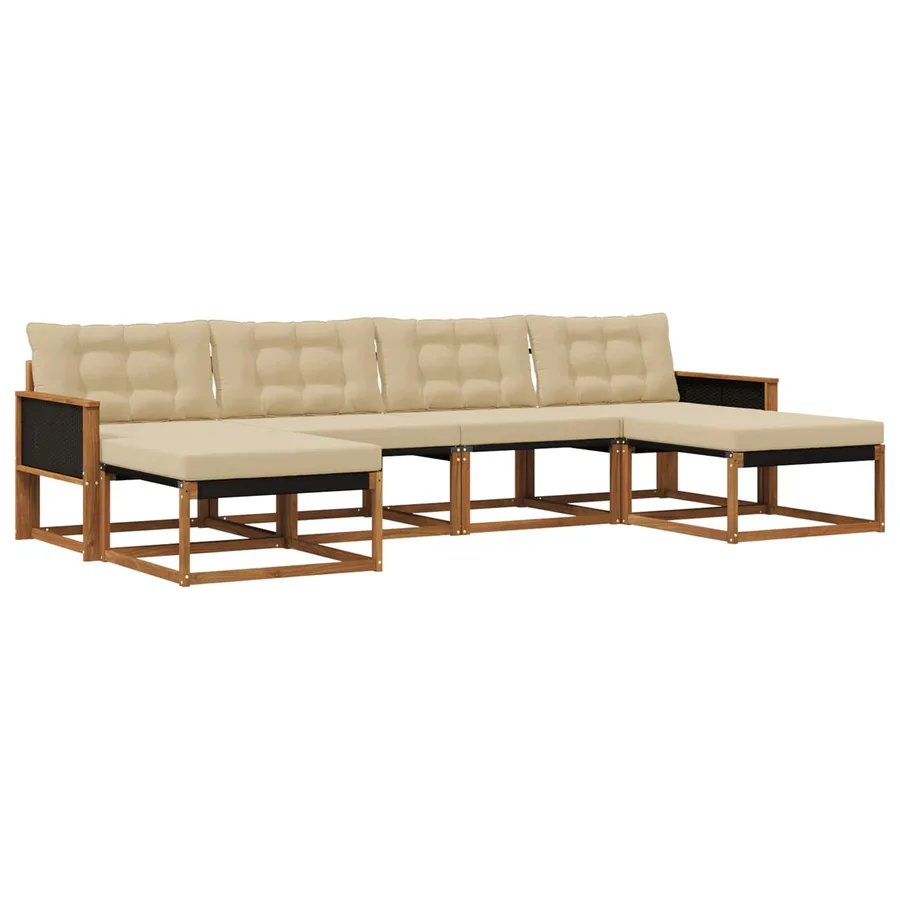 Ensemble de canapés d'extérieur 6 pcs Naturel et Beige - 2