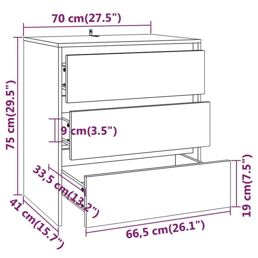 Buffet Blanc 70x41x75 cm Bois d'ingénierie - 9