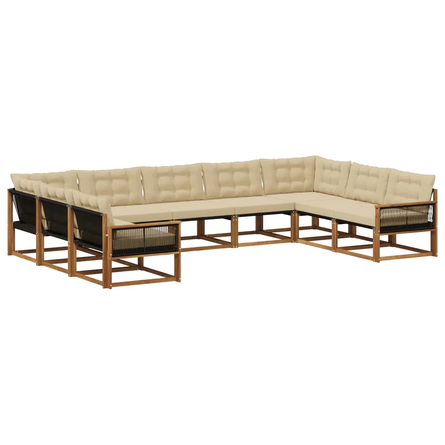 Ensemble de canapés d'extérieur 9 pcs Naturel et Beige - 2