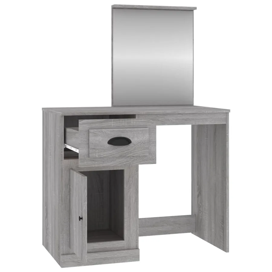 Coiffeuse avec miroir sonoma gris 90x50x132,5cm bois ingénierie - 7