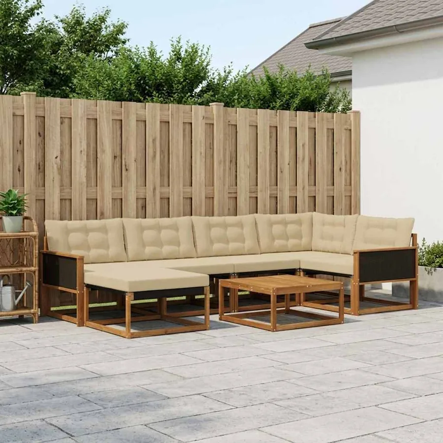 Ensemble de canapés d'extérieur 7 pcs Naturel et Beige