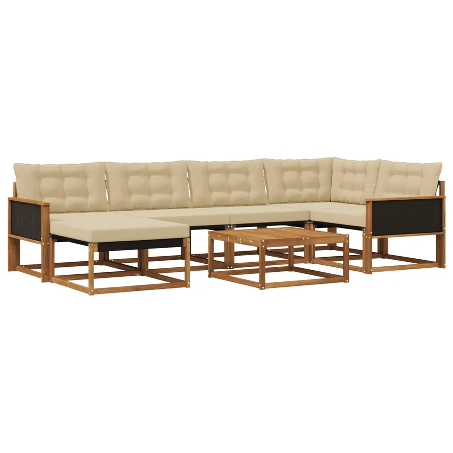 Ensemble de canapés d'extérieur 7 pcs Naturel et Beige - 2