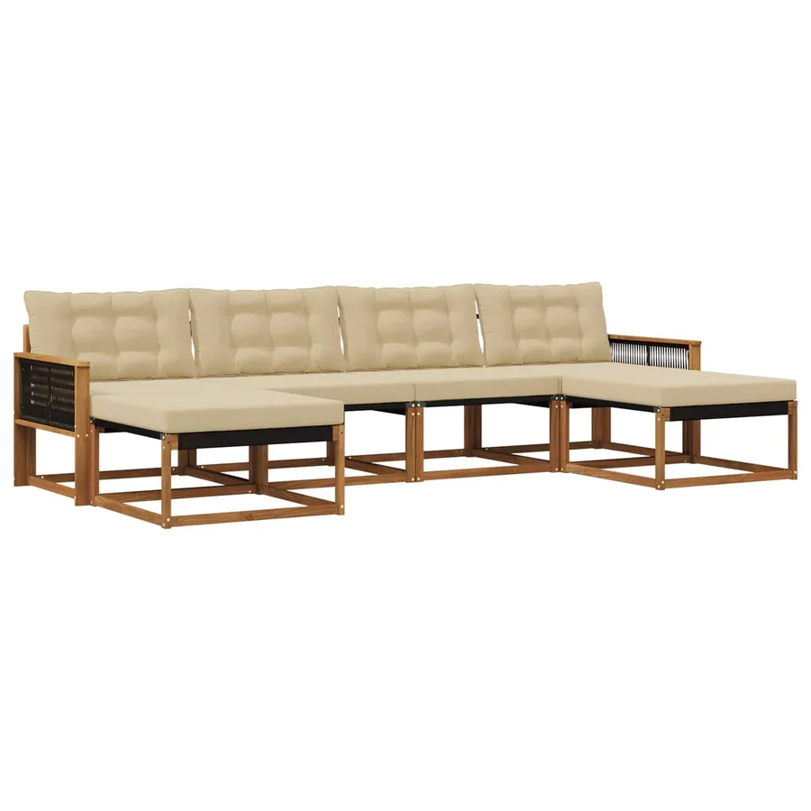 Ensemble de canapés d'extérieur 6 pcs Naturel et Beige - 2