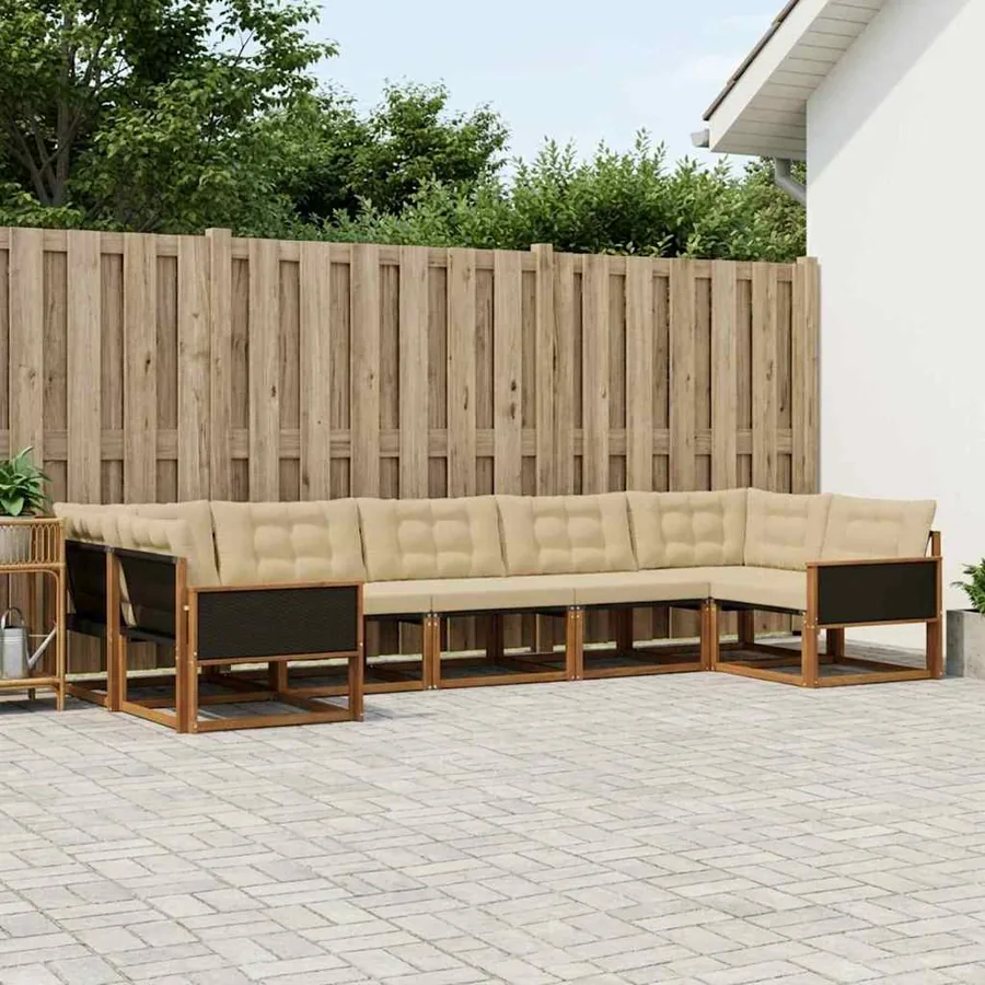 Ensemble de canapés d'extérieur 7 pcs Naturel et Beige