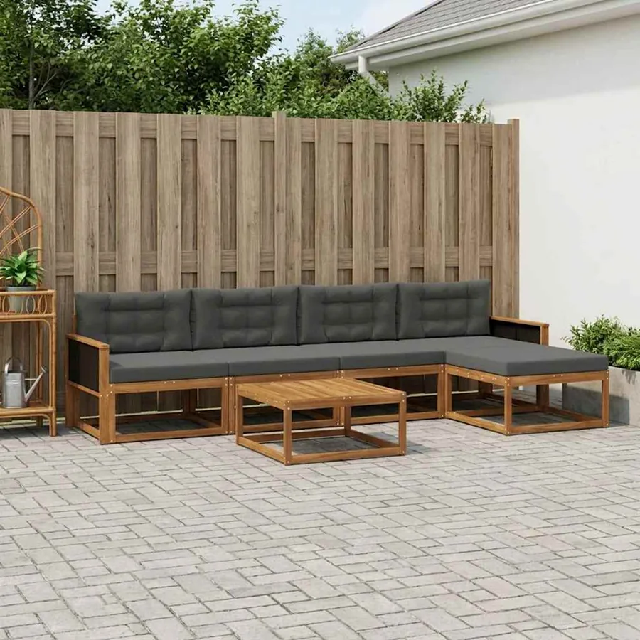 Ensemble de canapés d'extérieur 6 pcs Naturel et Anthracite
