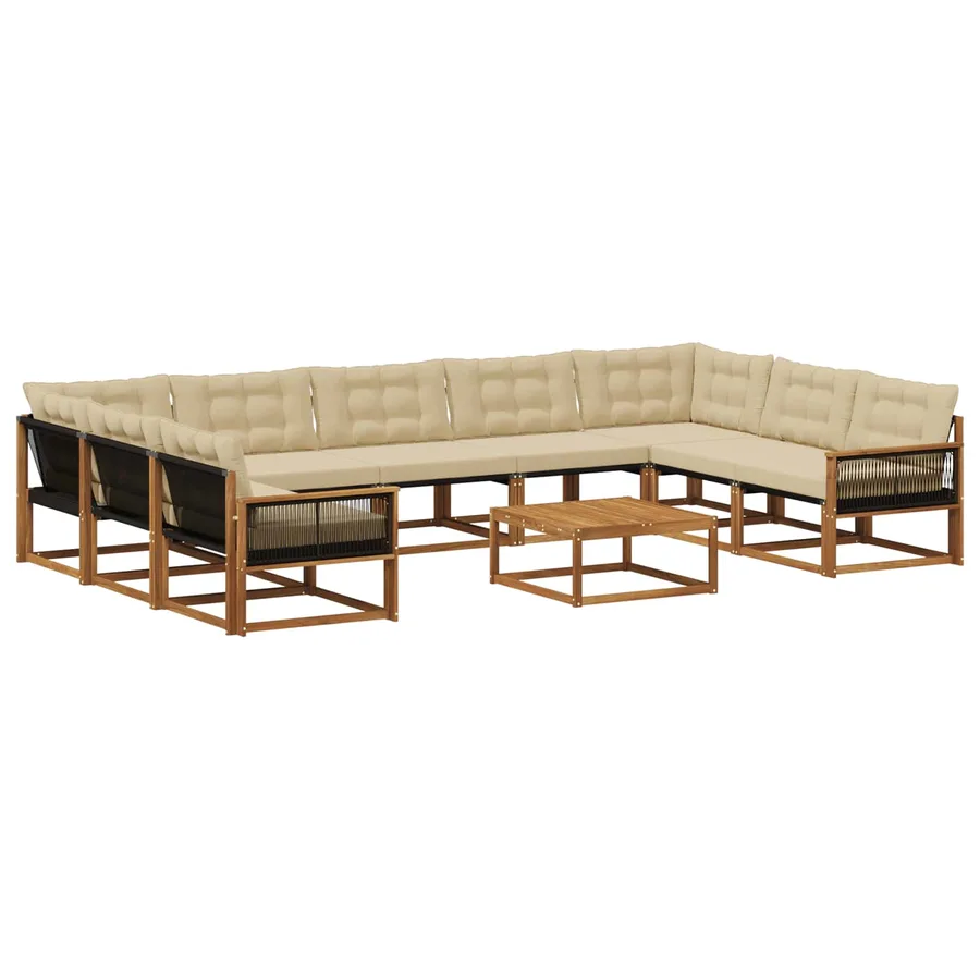 Ensemble de canapés d'extérieur 10 pcs Naturel et Beige - 2
