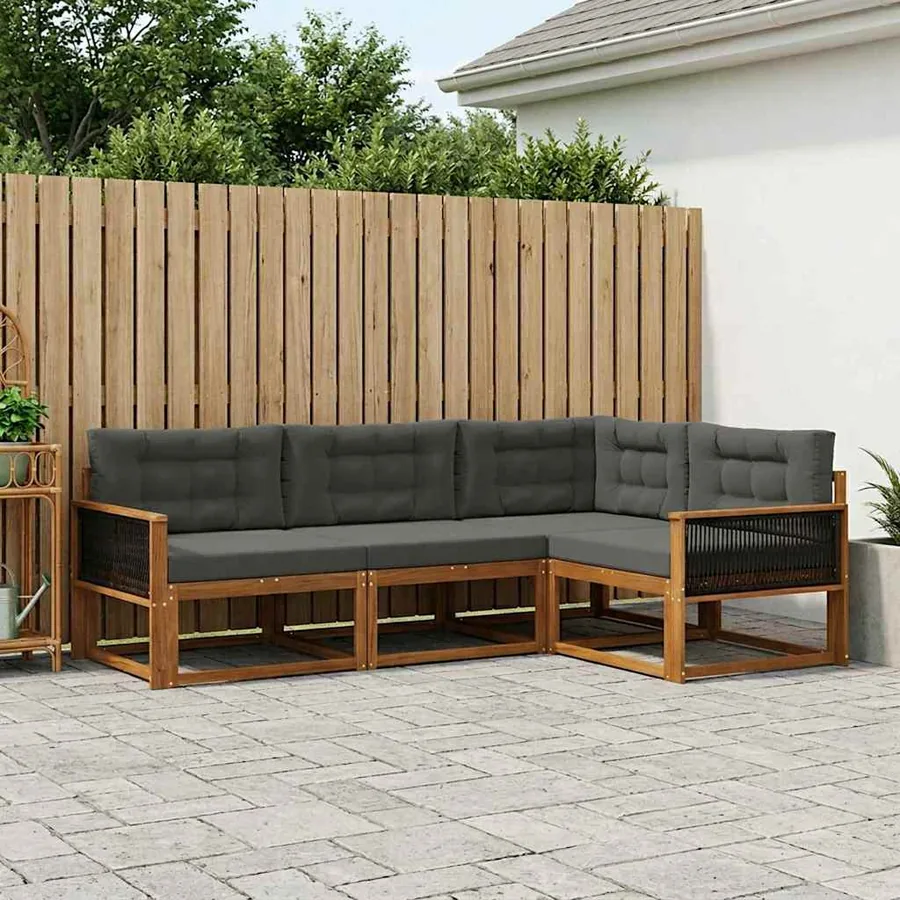 Ensemble de canapés d'extérieur 4 pcs Naturel et Anthracite