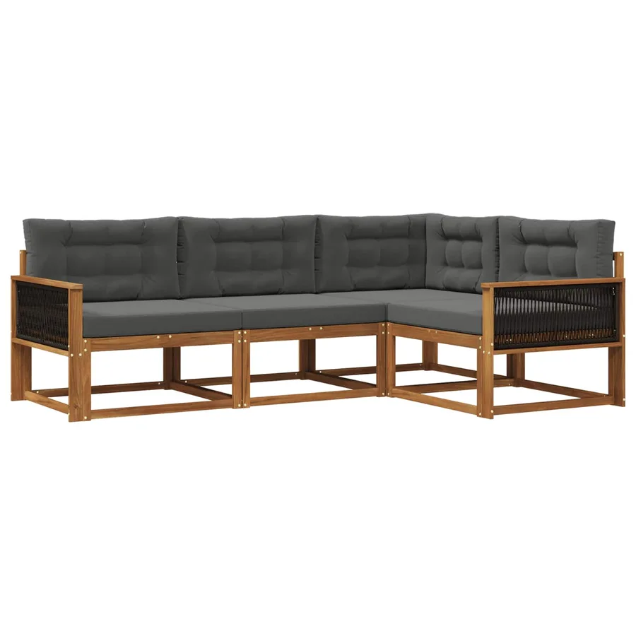 Ensemble de canapés d'extérieur 4 pcs Naturel et Anthracite - 2