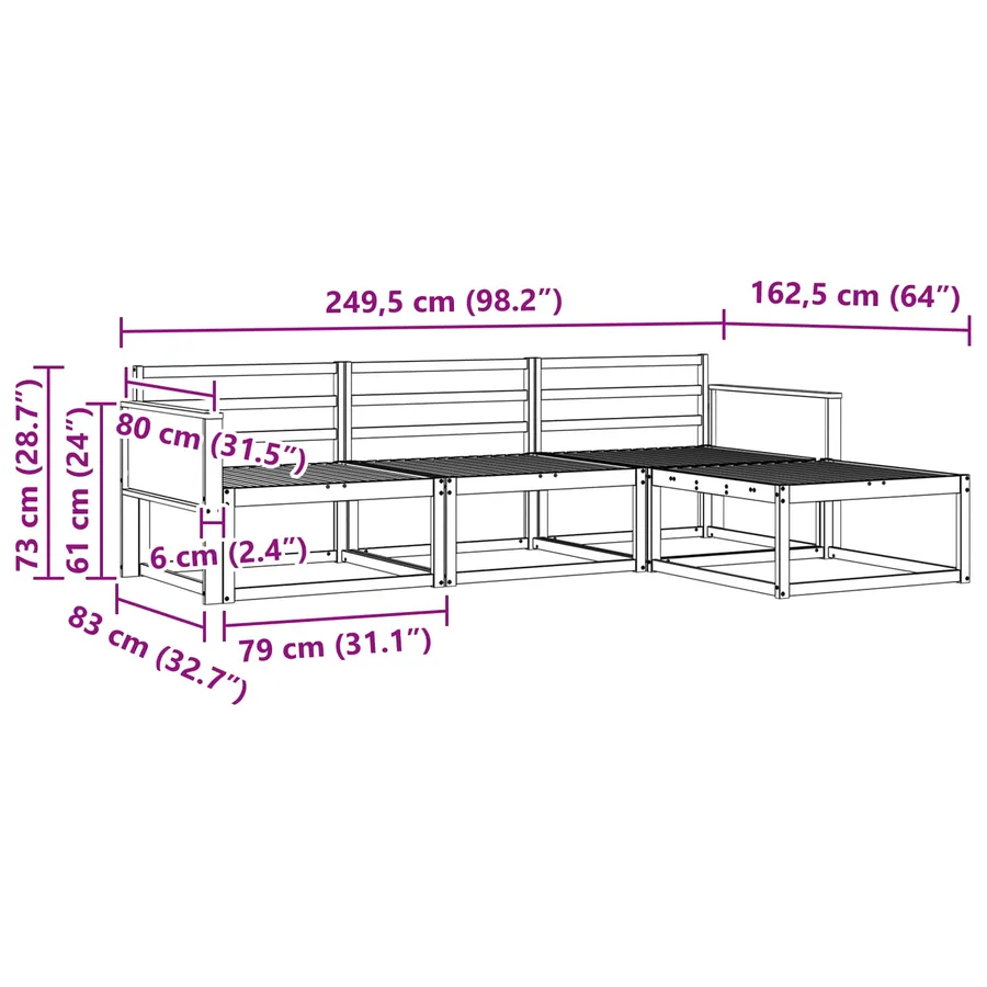 Ensemble de canapés d'extérieur 4 pcs Naturel - 7