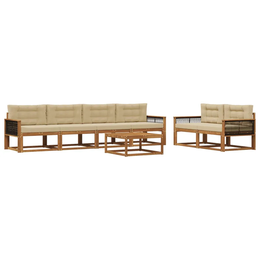 Ensemble de canapés d'extérieur 7 pcs Naturel et Beige - 2