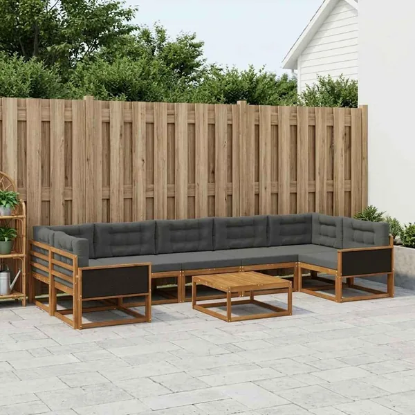 Ensemble de canapés d'extérieur 8 pcs Naturel et Anthracite