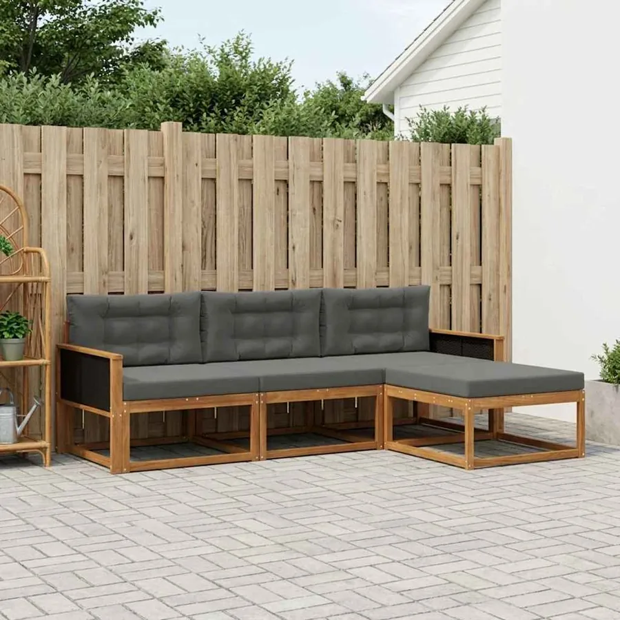 Ensemble de canapés d'extérieur 4 pcs Naturel et Anthracite