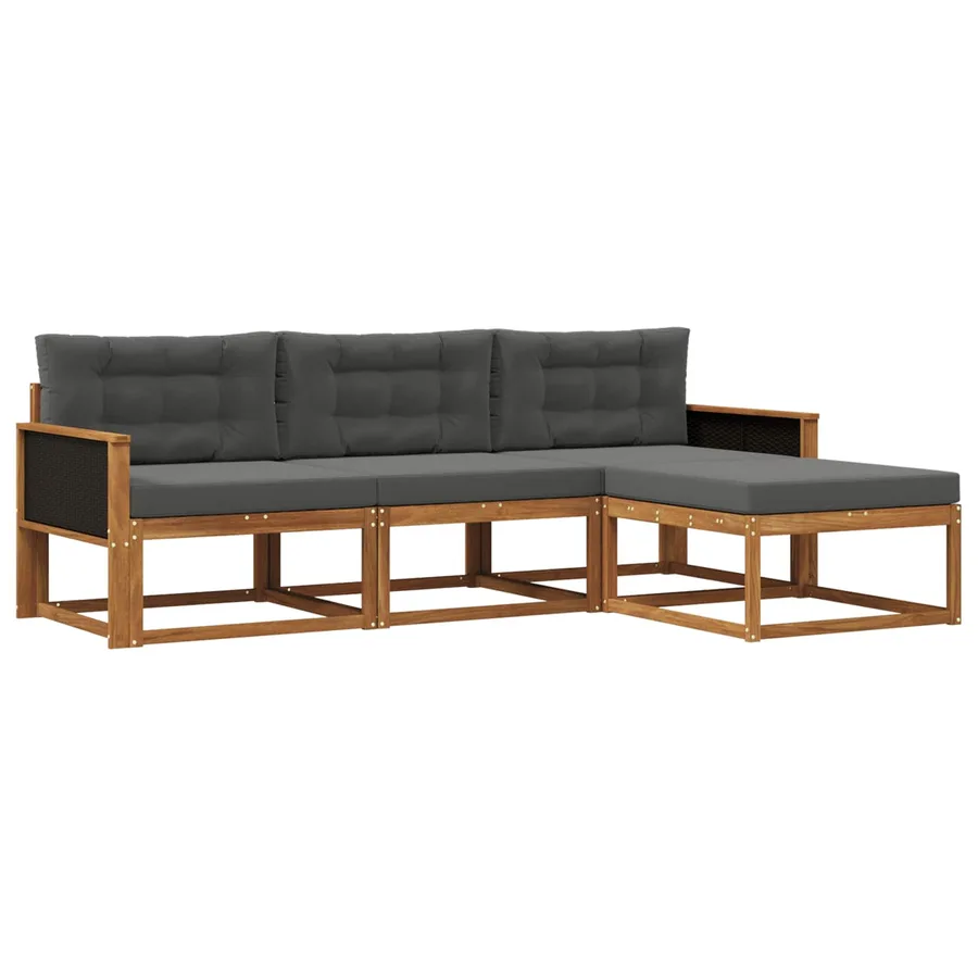 Ensemble de canapés d'extérieur 4 pcs Naturel et Anthracite - 2