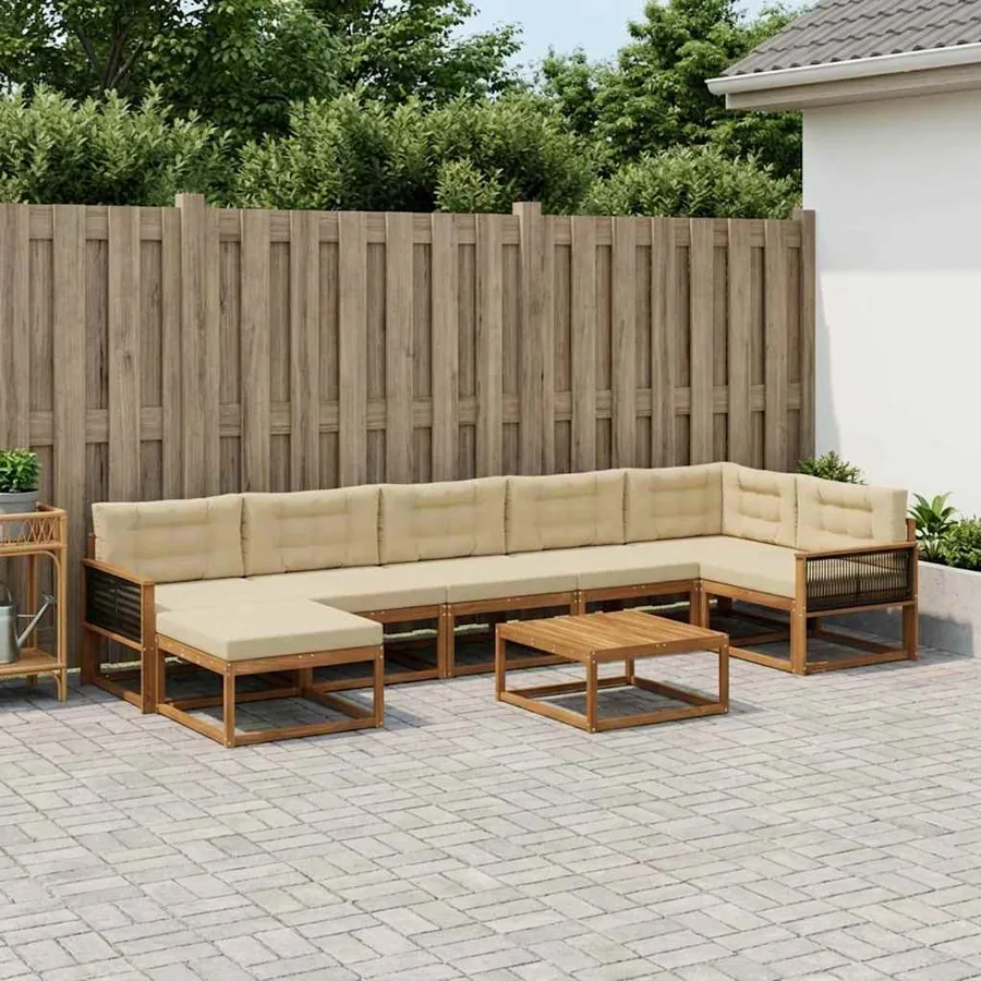 Ensemble de canapés d'extérieur 8 pcs Naturel et Beige