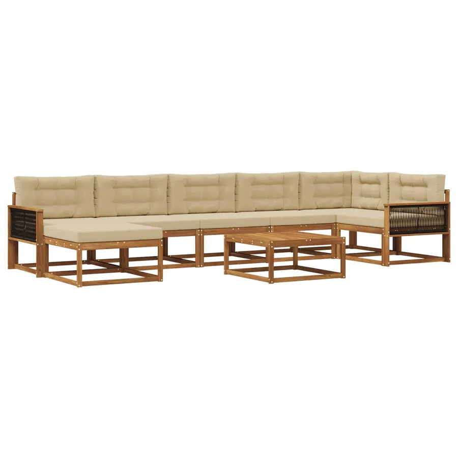 Ensemble de canapés d'extérieur 8 pcs Naturel et Beige - 2