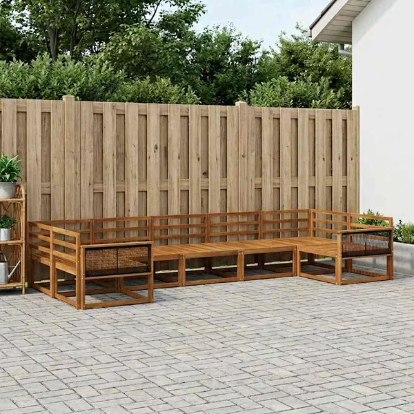 Ensemble de canapés d'extérieur 7 pcs Naturel