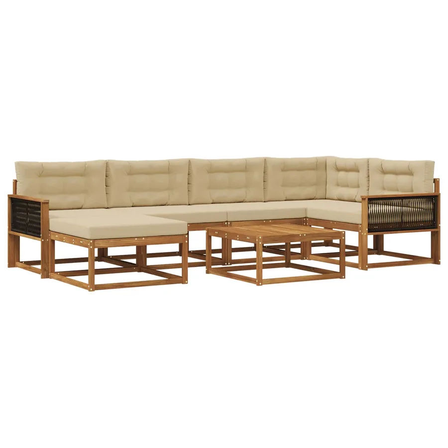 Ensemble de canapés d'extérieur 7 pcs Naturel et Beige - 2
