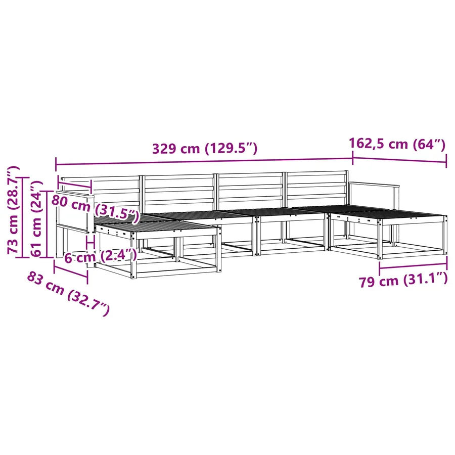 Ensemble de canapés d'extérieur 6 pcs Naturel - 7