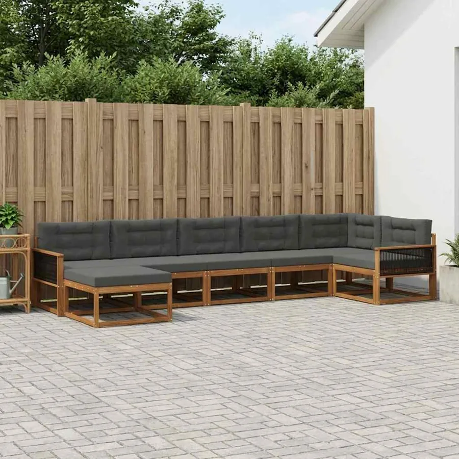 Ensemble de canapés d'extérieur 7 pcs Naturel et Anthracite