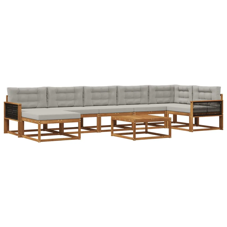 Ensemble de canapés d'extérieur 8 pcs Naturel et gris clair - 2