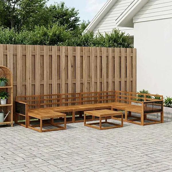 Ensemble de canapés d'extérieur 9 pcs Naturel