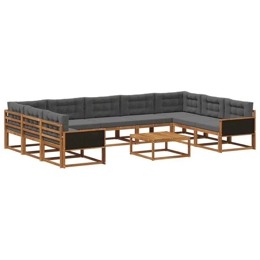 Ensemble de canapés d'extérieur 10 pcs Naturel et Anthracite - 2