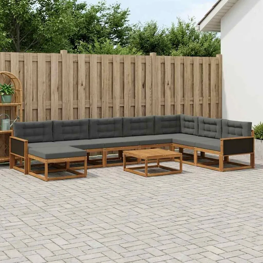 Ensemble de canapés d'extérieur 9 pcs Naturel et Anthracite