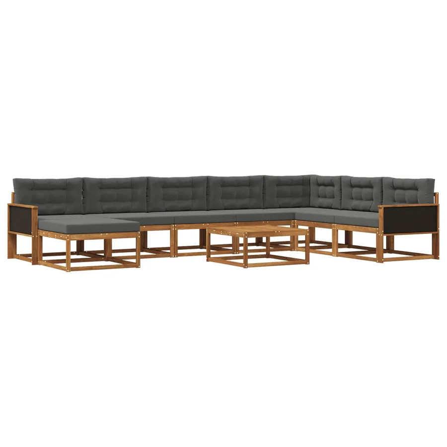 Ensemble de canapés d'extérieur 9 pcs Naturel et Anthracite - 2