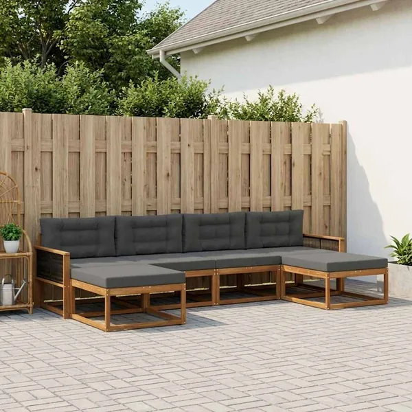 Ensemble de canapés d'extérieur 6 pcs Naturel et Anthracite