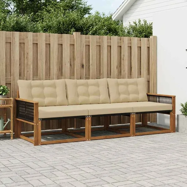 Ensemble de canapés d'extérieur 3 pcs Naturel et Beige
