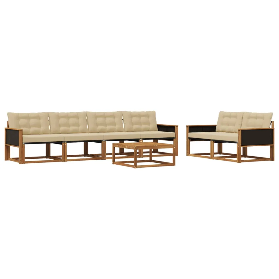 Ensemble de canapés d'extérieur 7 pcs Naturel et Beige - 2