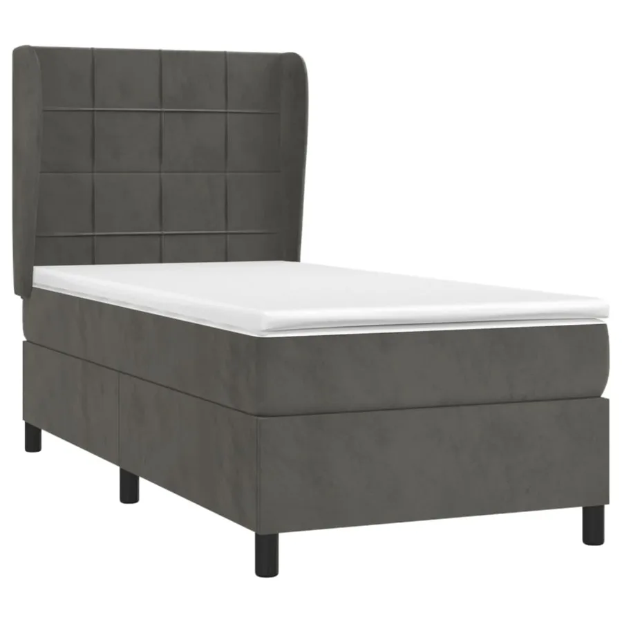 Sommier à lattes de lit et matelas Gris foncé 80x200 cm Velours - 3