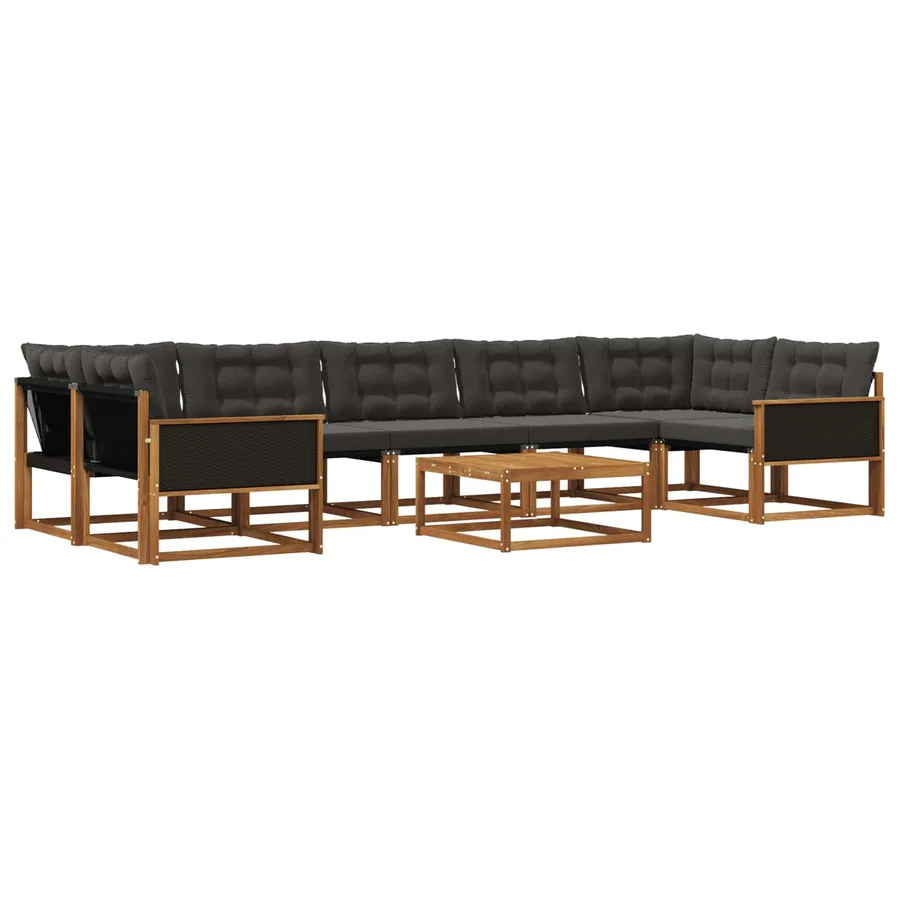 Ensemble de canapés d'extérieur 8 pcs Naturel et noir - 2