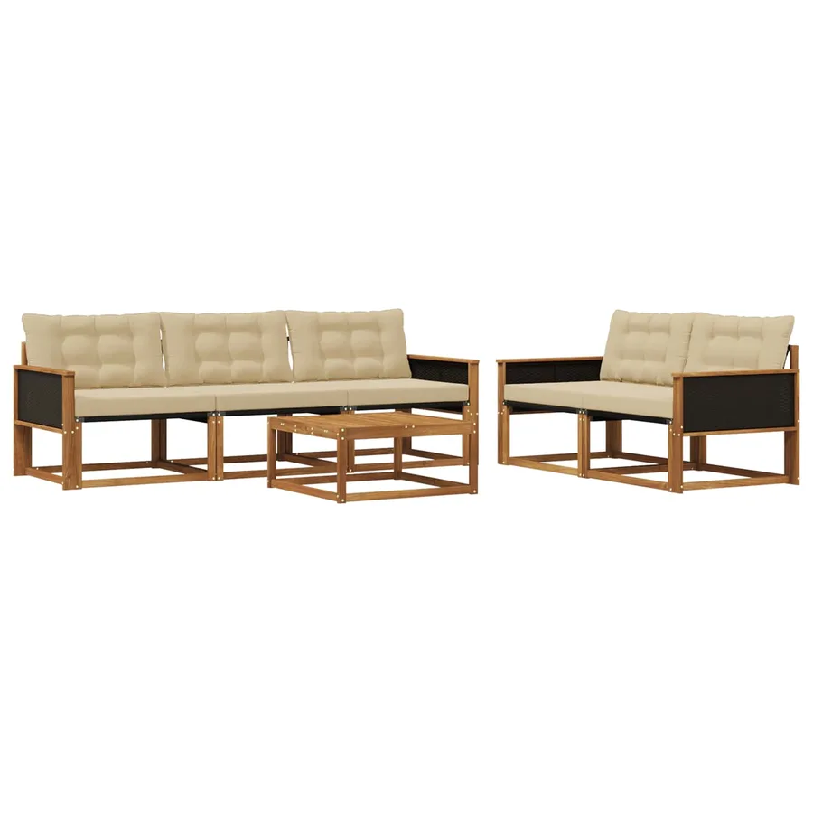 Ensemble de canapés d'extérieur 6 pcs Naturel et Beige - 2