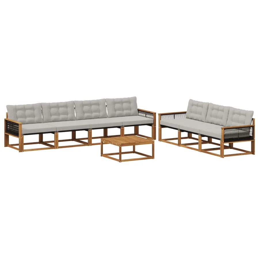 Ensemble de canapés d'extérieur 8 pcs Naturel et gris clair - 2