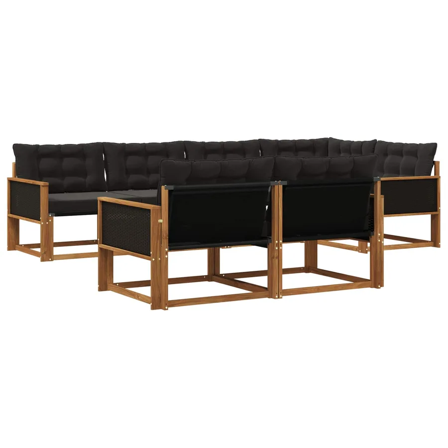 Ensemble de canapés d'extérieur 7 pcs Naturel et noir - 2