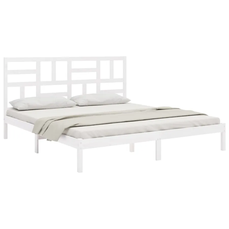 Cadre de lit sans matelas blanc bois massif 200x200 cm - 3