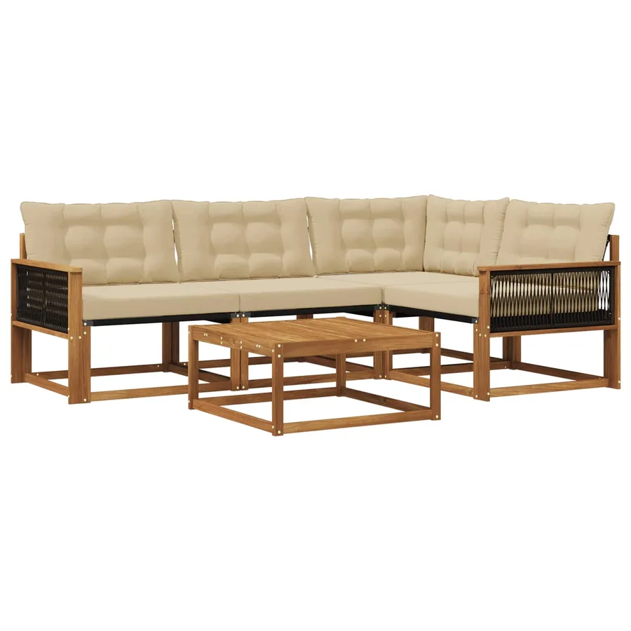 Ensemble de canapés d'extérieur 5 pcs Naturel et Beige - 2