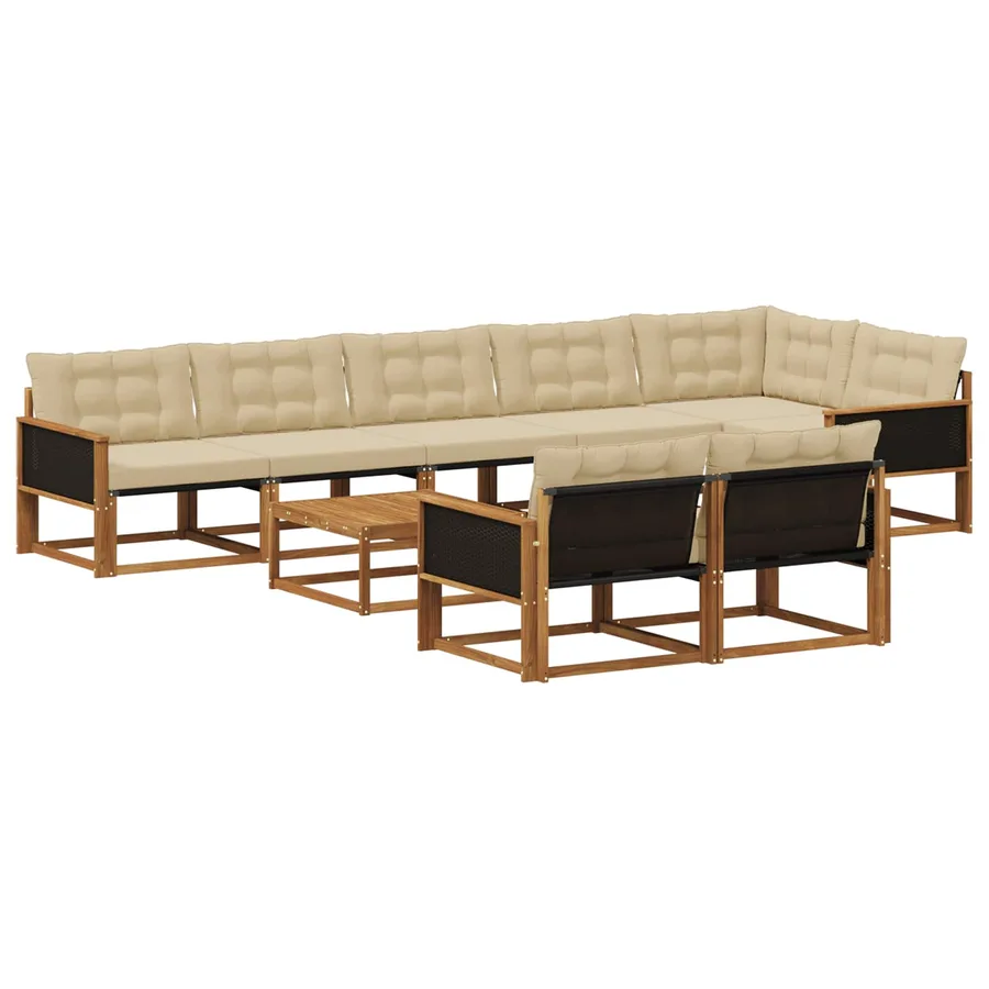 Ensemble de canapés d'extérieur 9 pcs Naturel et Beige - 2