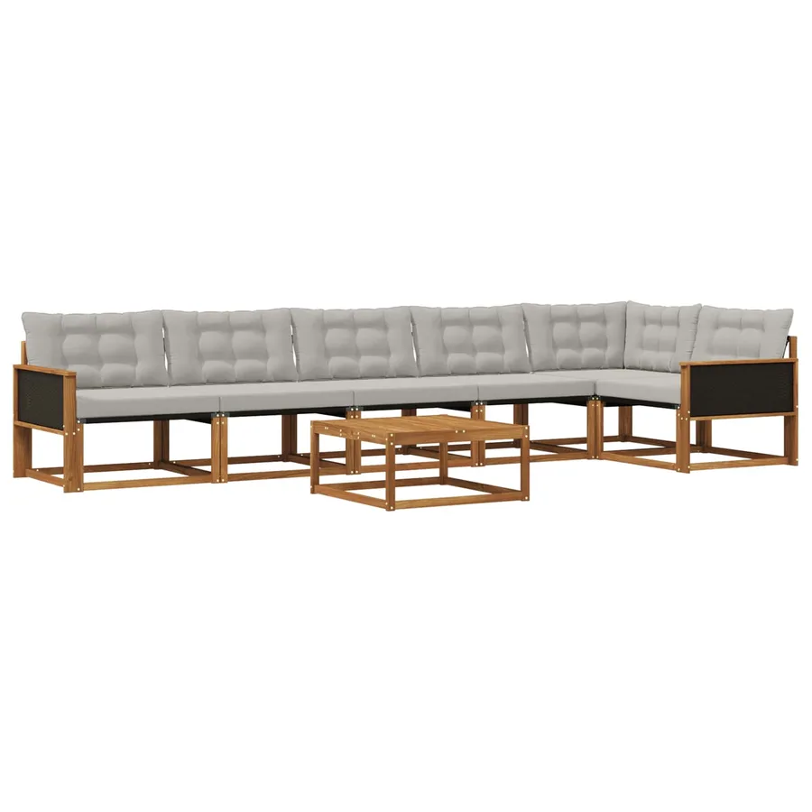 Ensemble de canapés d'extérieur 7 pcs Naturel et gris clair - 2