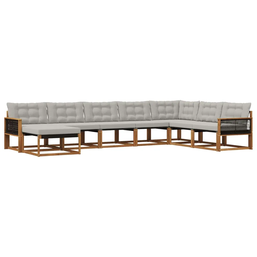 Ensemble de canapés d'extérieur 8 pcs Naturel et gris clair - 2