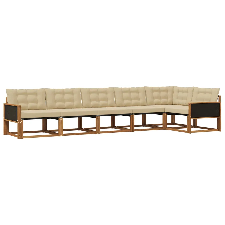 Ensemble de canapés d'extérieur 6 pcs Naturel et Beige - 2