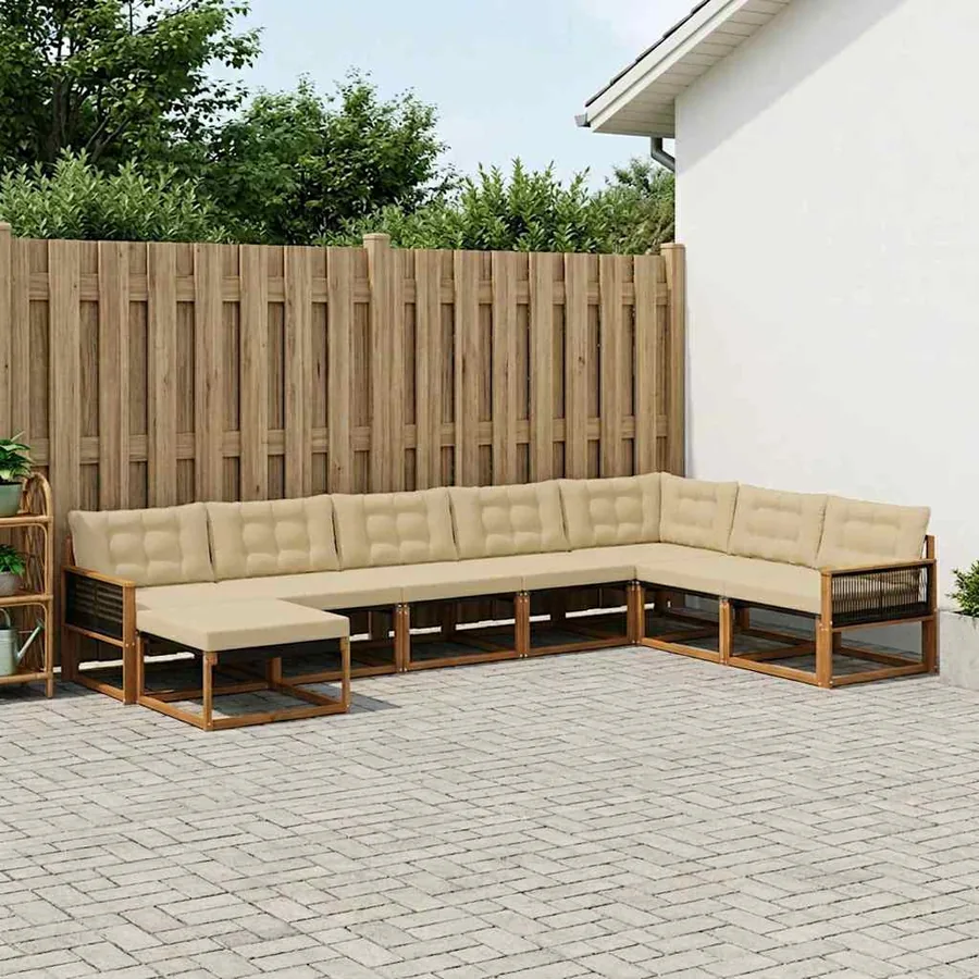 Ensemble de canapés d'extérieur 8 pcs Naturel et Beige