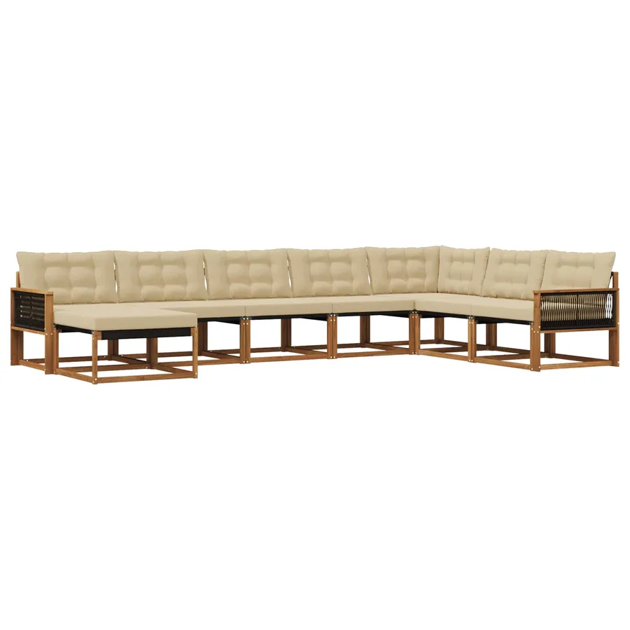 Ensemble de canapés d'extérieur 8 pcs Naturel et Beige - 2