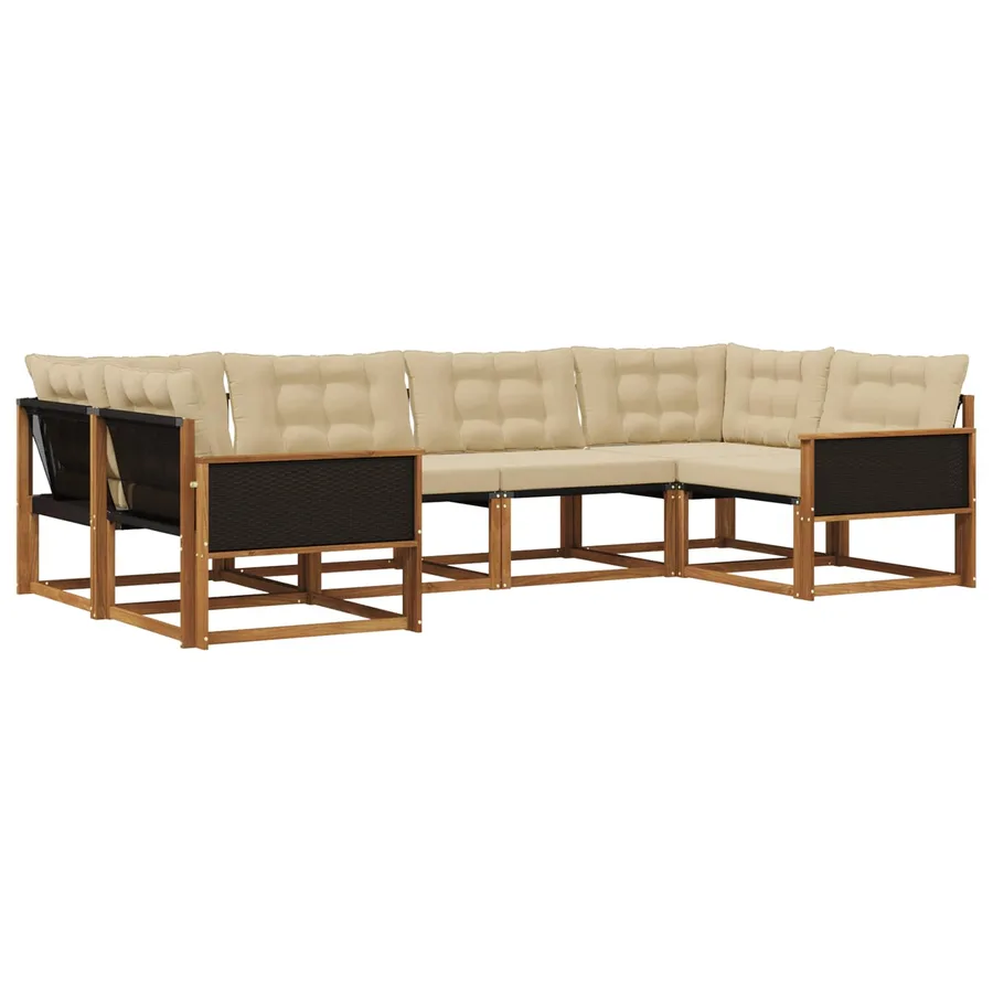 Ensemble de canapés d'extérieur 6 pcs Naturel et Beige - 2