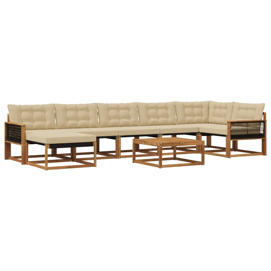 Ensemble de canapés d'extérieur 8 pcs Naturel et Beige - 2